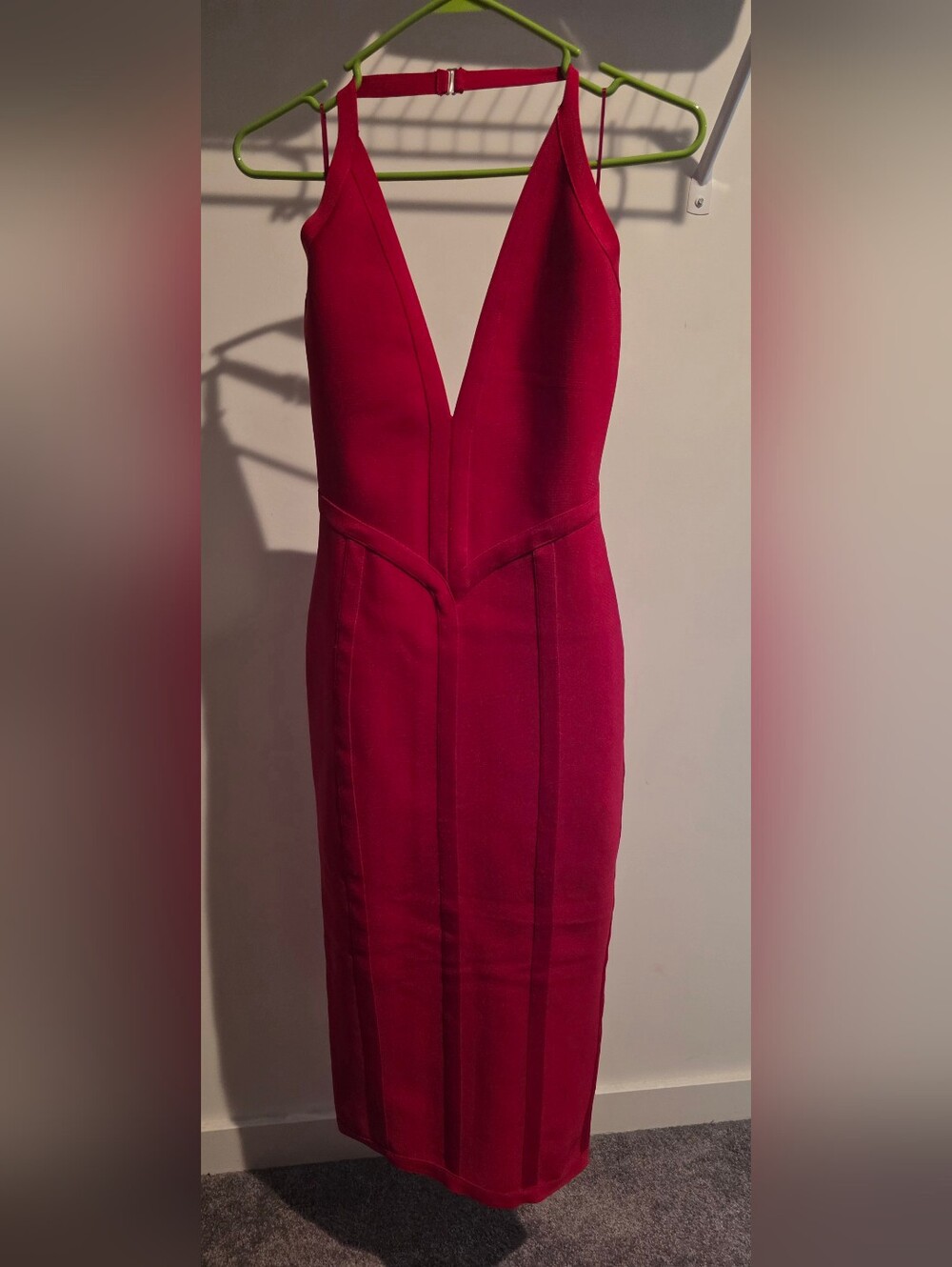 Red Hot Confidence: The Sculpting Halter Midi By AKIRA - Picture 6 of 8